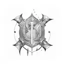 Damocles sword tattoo design idea