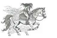 It's a horse with no saddle pad with and indian a mix of mordern world and ancient world  tattoo design idea