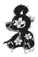 stich from lilo & stitch with flowers blooming tattoo design idea
