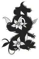stich from lilo & stitch with flowers blooming tattoo design idea