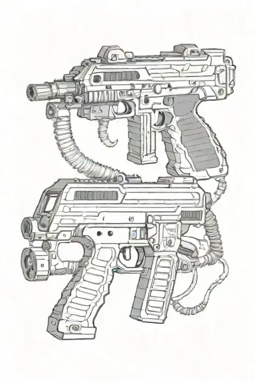 anaconda and handheld smg tattoo design idea