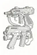 anaconda and handheld smg tattoo design idea