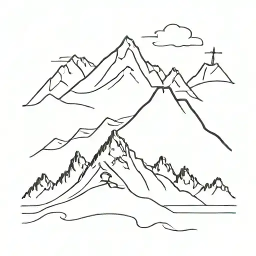 mountains, skiing, western, water tattoo design idea