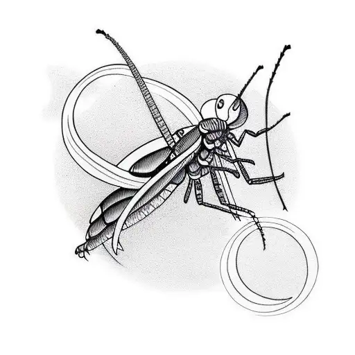 Mantis with moon tattoo design idea