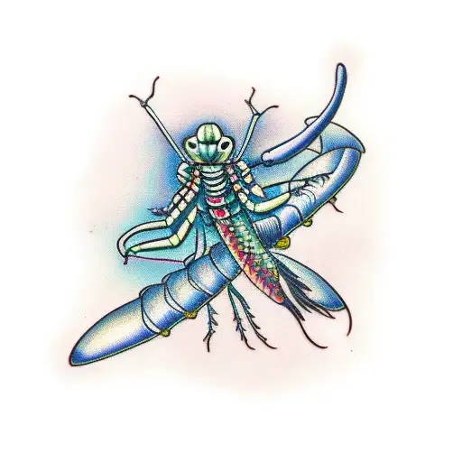 Mantis with dragon tattoo design idea