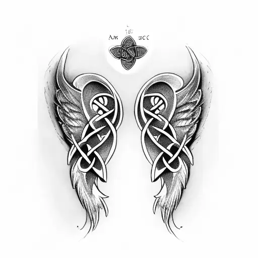 angel wings celtic tattoo design idea