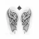 angel wings celtic tattoo design idea