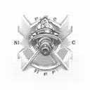 A wrench morphing into a firefighter hose, symbolizing the dual nature of being a mechanic and firefighter tattoo design idea