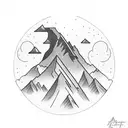 mountain with a black english lab tattoo design idea