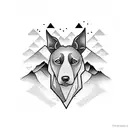 mountain with a black english lab tattoo design idea