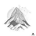 mountain with a black english lab tattoo design idea
