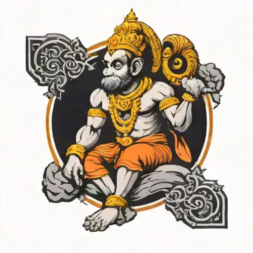 hanuman gada with ram name tattoo design idea