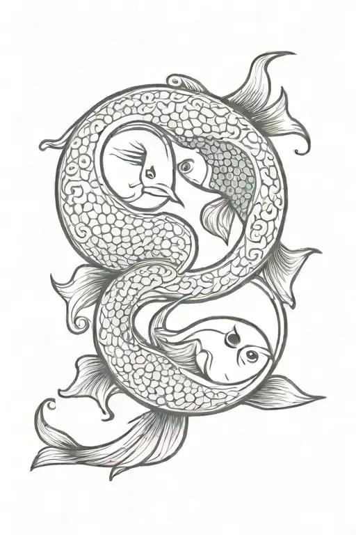 Pisces zodiac sign Yin Yang tattoo design idea