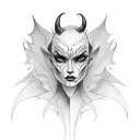 half devil half angel woman shh tattoo design idea