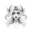 half devil half angel woman shh tattoo design idea