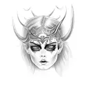 half devil half angel woman shh tattoo design idea