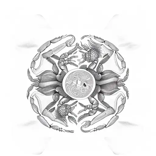 Scorpion and crab yin yang tattoo design idea