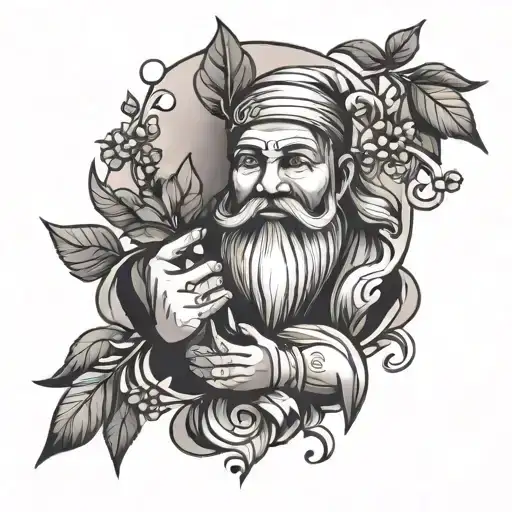 god lokji holding mistletoe and smiling tattoo design idea