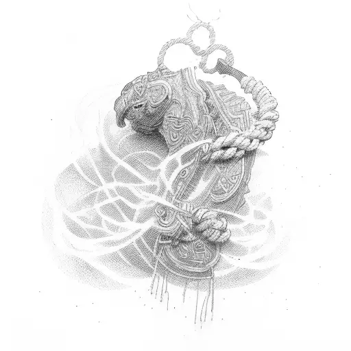 a man letting go of a rope tattoo design idea