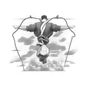 a man letting go of a rope tattoo design idea