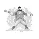 a man falling from the sky and accepting his fate tattoo design idea