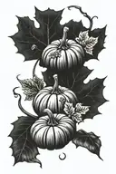 fall pumpkins leaves tattoo design idea