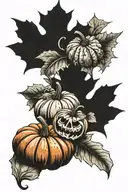 fall pumpkins leaves tattoo design idea