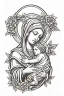 virgin mary holding Jesus  tattoo design idea