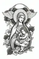 virgin mary holding Jesus  tattoo design idea