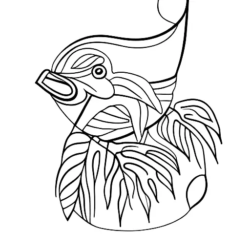 A black single outline of a dodo bird tattoo design idea