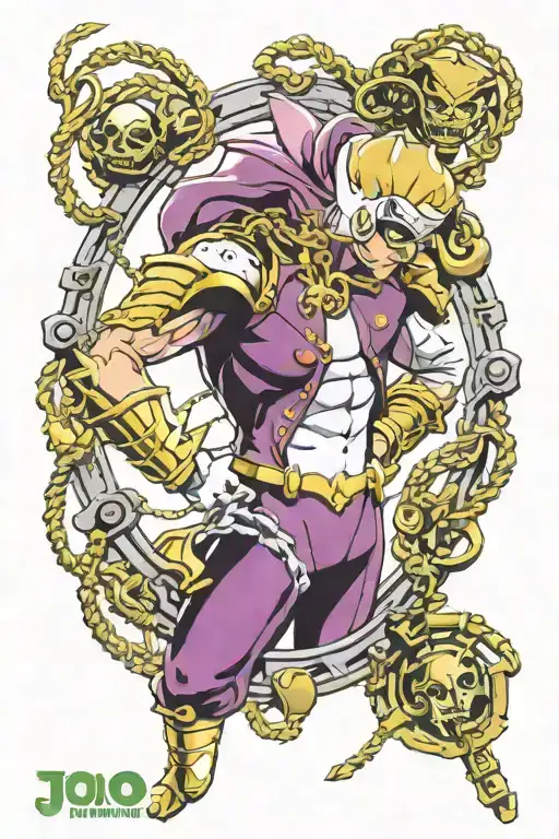 Killer Queen in "JoJo's Bizarre Adventure", including rivets and chains tattoo design idea