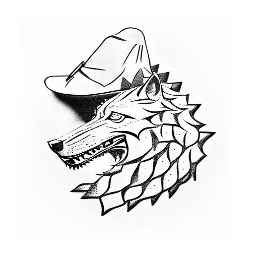 Game of Thrones Stark wolf in a chef's hat tattoo design idea