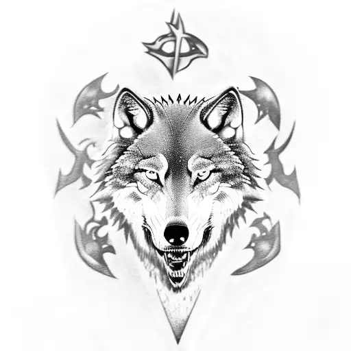 A Game of Thrones Stark wolf made out of kitchen utensils tattoo design idea