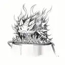 A chef's hat engulfed in flames with a dragon emerging from it tattoo design idea