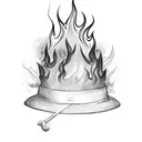 A chef's hat engulfed in flames with a dragon emerging from it tattoo design idea