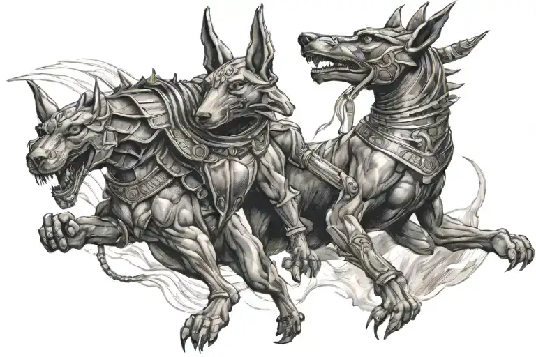 RA AND ANUBIS FIGHT  tattoo design idea