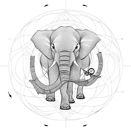 Tree of Life, elephant, robotic, cyber tattoo design idea