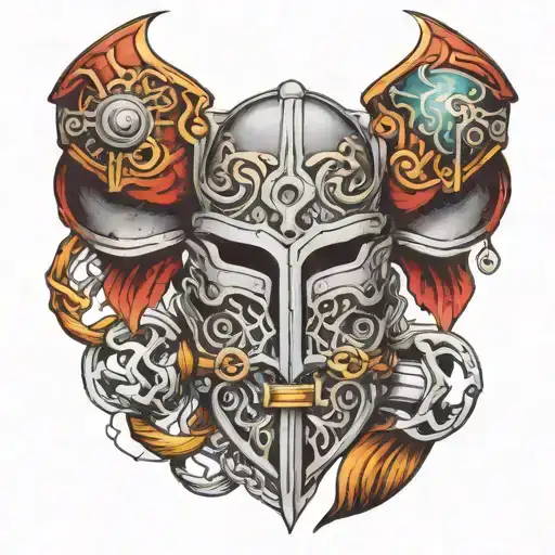 armor and chain mail tattoo design idea