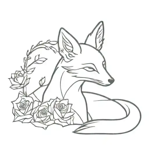 petit prince, fox, rose and snake tattoo design idea