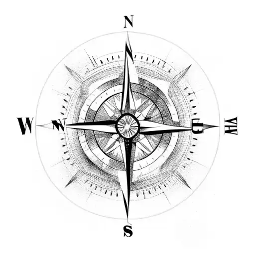 Compass with mountains and trees and a boy doing Journalling integrated into the compass. The numbers 9867 are also in.  tattoo design idea