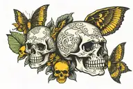 skull and bluegill fish tattoo design idea
