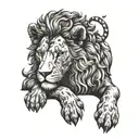 lion turns into a sleeping lamb  tattoo design idea