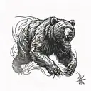 Roaring bear hitting with claw marks running through it tattoo design idea