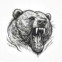 Roaring bear hitting with claw marks running through it tattoo design idea