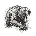 Roaring bear hitting with claw marks running through it tattoo design idea