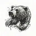 Roaring bear hitting with claw marks running through it tattoo design idea
