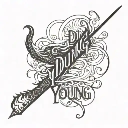 Write "Die Young" bent tattoo design idea