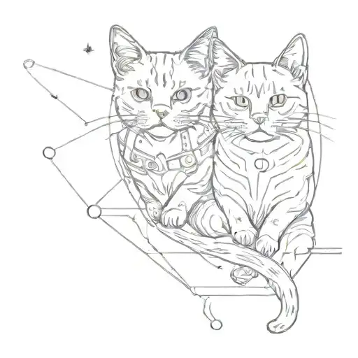 two cats in a space tattoo design idea