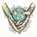 hands holding the world tattoo design idea