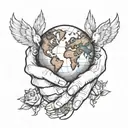hands holding the world tattoo design idea
